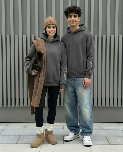 GREY HOODIE - Worked FOR IT QUOTE